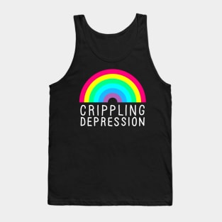 Crippling Depression Rainbow White Tank Top